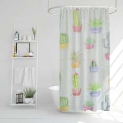 Zuhanyfüggöny - kaktusz mintás - 180 x 180 cm (11528E)