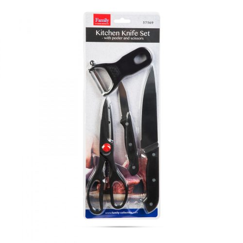 Konyhai késkészlet - hámozóval, ollóval (57569)