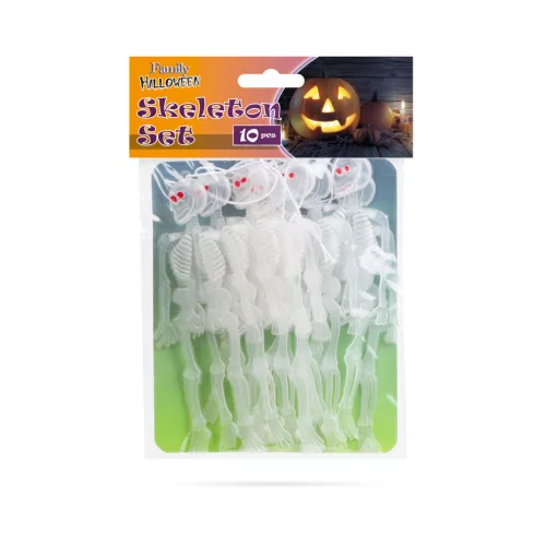 Foszforeszkáló csontváz szett - halloween-i dekoráció - 10 db / csomag (58104)