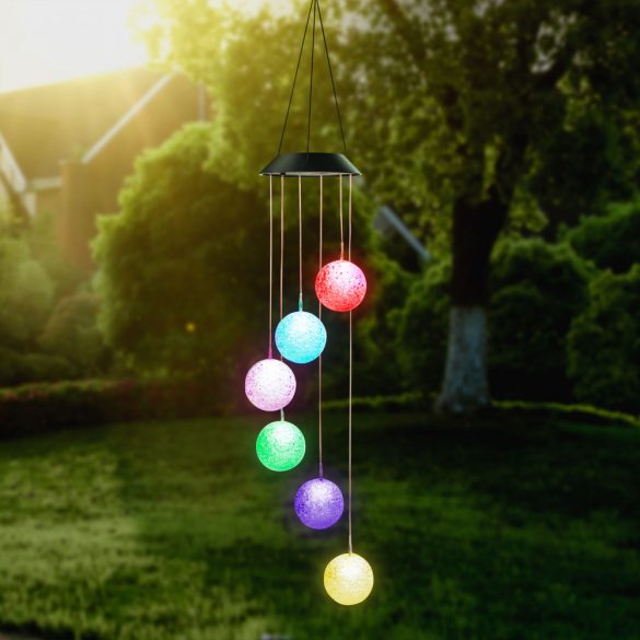 Garden of Eden Felakasztható szolár lámpa - kristálygömb - RGB LED-del - 78 x 12,5 cm (11740A)
