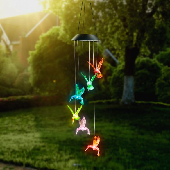 Garden of Eden Felakasztható szolár lámpa - kolibri - RGB LED-del - 78 x 12,5 cm (11740B)
