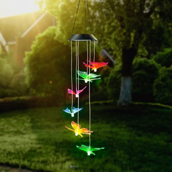 Garden of Eden Felakasztható szolár lámpa - pillangó - RGB LED-del - 78 x 12,5 cm (11740C)