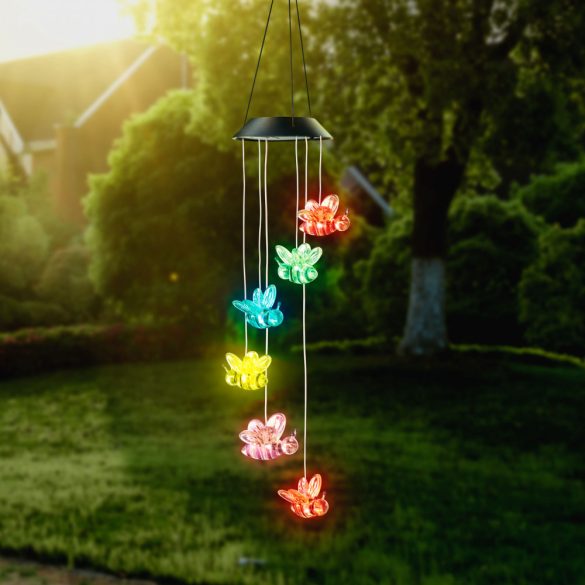 Garden of Eden Felakasztható szolár lámpa - méhecske - RGB LED-del - 78 x 12,5 cm (11740D)