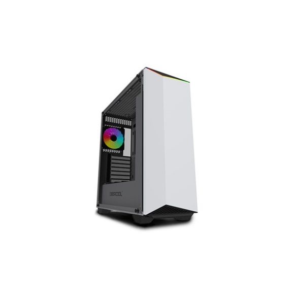 DeepCool Számítógépház - EARLKASE RGB WH (fehér,ablakos, fekete belső, 2x12cm ventilátor, ATX, mATX, 1xUSB3.0, 1xUSB2.0)