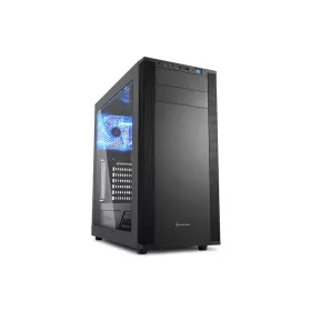   Sharkoon Számítógépház - M25-W 7.1 (fekete; 7.1 hangkártya; ablakos, alsó táp; ATX,mATX; mITX; 2xUSB3.0; 2x120mm; I/O)