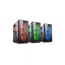   Sharkoon Számítógépház -  TG5 RGB (üveg oldal; alsó táp; ATX; 4x120mm RGB led; LED strip; 2xUSB3.0; Aura; MLS; Fusion)