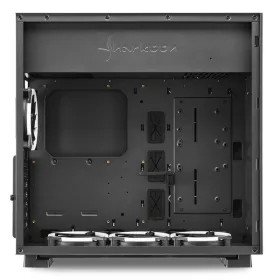   Sharkoon Számítógépház - PureSteel RGB (fekete; ablakos; ATX, felső táp; 4x120mm RGB ventilátor; 2xUSB3.0; I/O)