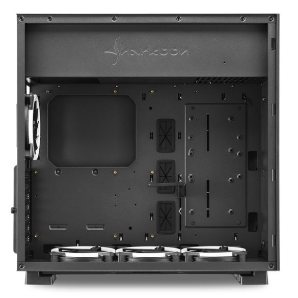 Sharkoon Számítógépház - PureSteel RGB (fekete; ablakos; ATX, felső táp; 4x120mm RGB ventilátor; 2xUSB3.0; I/O)
