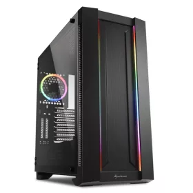   Sharkoon Számítógépház - ELITE SHARK CA200M (fekete; ablakos; alsó táp; ATX; 1x120mm LED; 2xUSB2.0; 2xUSB3.0; I/O)