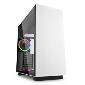   Sharkoon Számítógépház - PureSteel White RGB (fehér; ablakos; ATX, felső táp; 4x120mm RGB ventilátor; 2xUSB3.0; I/O)