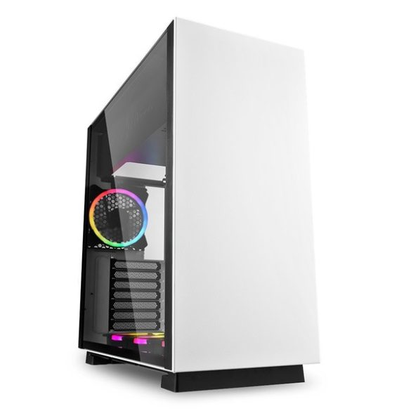 Sharkoon Számítógépház - PureSteel White RGB (fehér; ablakos; ATX, felső táp; 4x120mm RGB ventilátor; 2xUSB3.0; I/O)