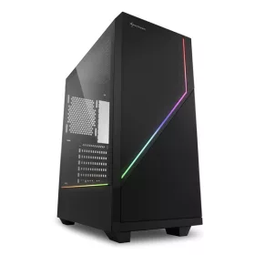   Sharkoon Számítógépház - RGB FLOW (fekete; ATX,mATX; alsó táp; 1x120mm v.; 2xUSB3.0, 1xUSB2.0, I/O)
