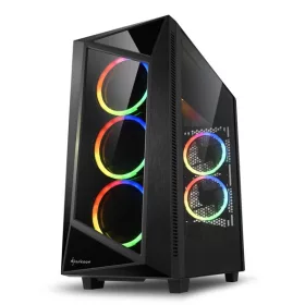   Sharkoon Számítógépház - REV 200 (fekete; ATX,mATX; alsó táp; 5x120mm v.; 2xUSB3.0, 2xUSB2.0, I/O)