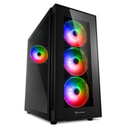   Sharkoon Számítógépház - TG5 PRO RGB (fekete; fekete belső; alsó táp; ATX,mATX; mITX; 2xUSB2.0; 2xUSB3.0; I/O)