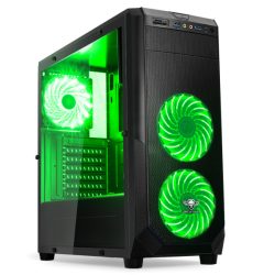   Spirit of Gamer Számítógépház - ROGUE 1 Green (fekete, ablakos, 3x12cm ventilátor, ATX, mATX, 2xUSB3.0, 1xUSB2.0)