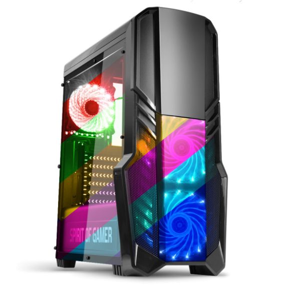 Spirit of Gamer Számítógépház - ROGUE 2 RGB (fekete, ablakos, 3x12cm ventilátor, ATX, mATX, 1xUSB3.0, 2xUSB2.0)