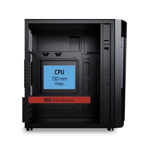 Spirit of Gamer Számítógépház - Deathmatch 3 RGB (fekete, ablakos, 2x12cm, ventilátor mATX, ITX, 1xUSB3.0, 2xUSB2.0)