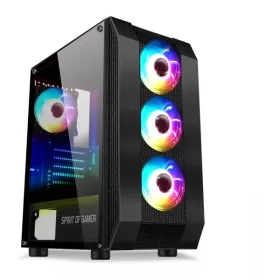   Spirit of Gamer Számítógépház - Rogue VI RGB (fekete, ablakos, 8x12cm ventilátor, alsó táp,  ATX, 1xUSB3.0, 2xUSB2.0)