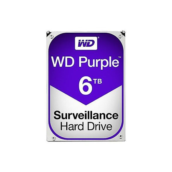Western Digital Belső HDD 3.5" 6TB - WD60PURZ (5400rpm, 64 MB puffer, SATA3 - Purple (biztonságtechnikai rögzítőkbe is))