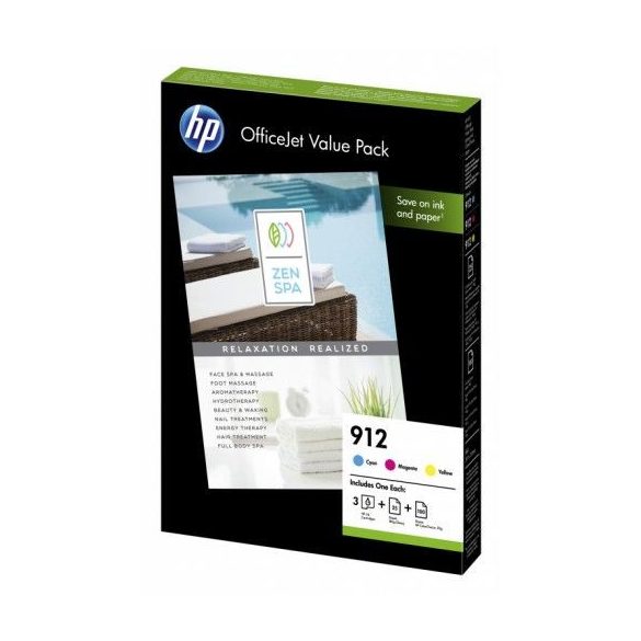 HP 6JR41AE No.912 színes eredeti tintapatron multipack + A4 papír