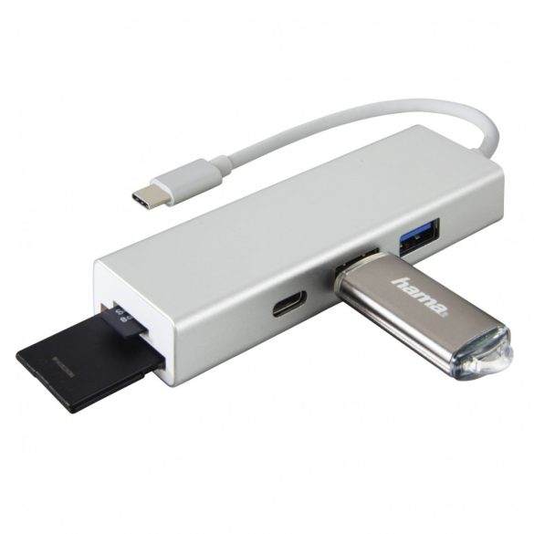 Hama USB 3.1 Type-C HUB (2 USB-A, 1 USB Type-C)+SD/miscroSD kártyaOLV. (135759)