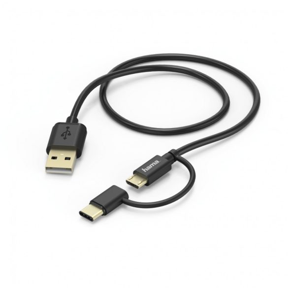 Hama adatkábel microUSB/USB Type-C, 2in1, 1M (178327)