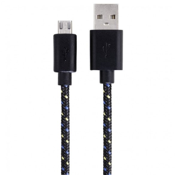 Hama adatkábel microUSB,SZÖVET 1M, FEKETE (20074)