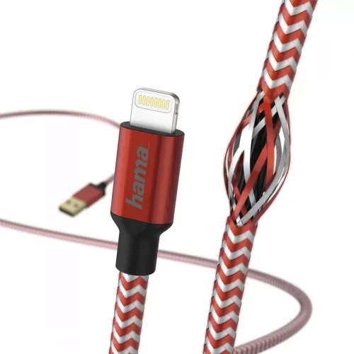 Hama Lightning Reflective piros adatkábel (178299)