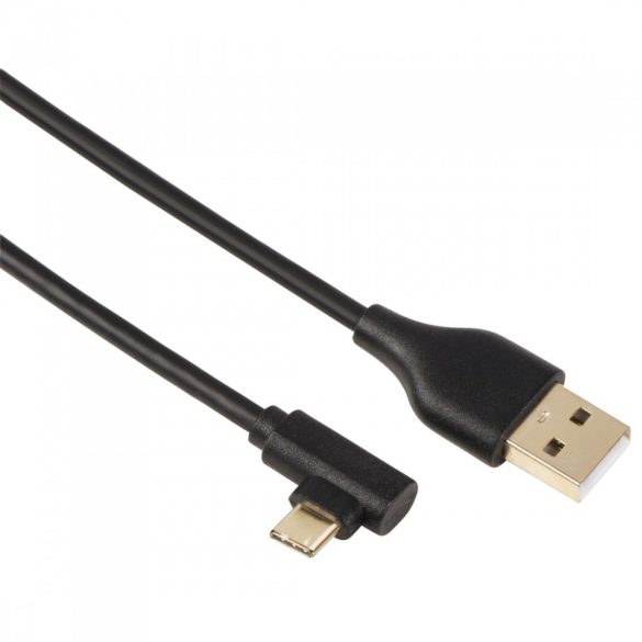 Hama USB Type-C 90° adatkábel 1m - fekete (135738)