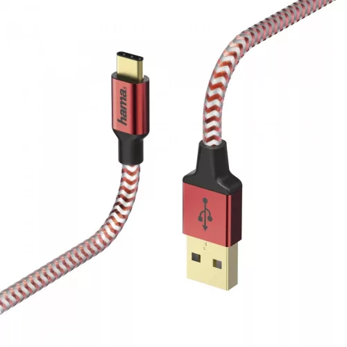 Hama USB Type-C Reflective piros adatkábel (178296)