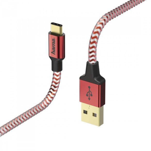 Hama USB Type-C Reflective piros adatkábel (178296)