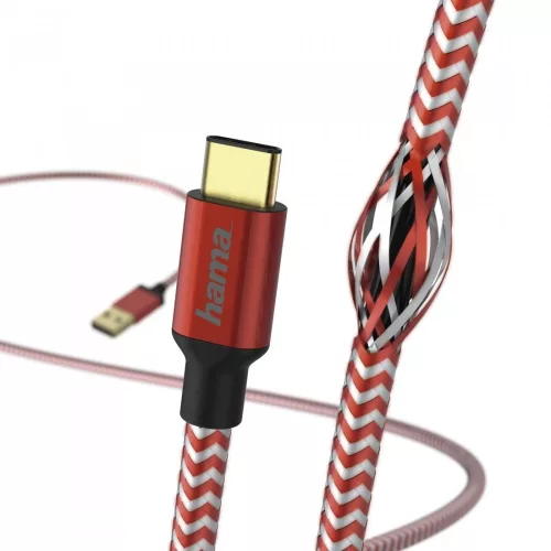 Hama USB Type-C Reflective piros adatkábel (178296)