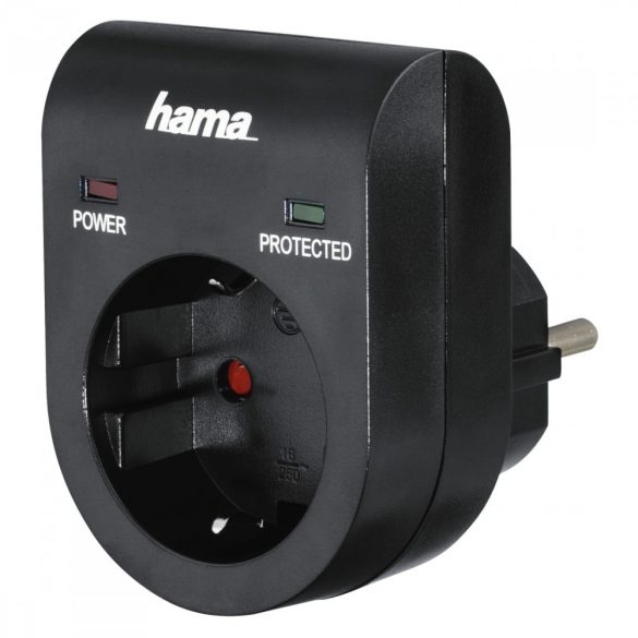 Hama hálózati túlfeszültségvédő adapter - fekete (108878)