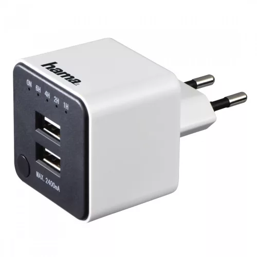 Hama időzítős dupla USB hálózati töltő 2.4A (121987)