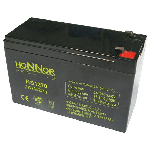 Honnor HS1270 12V 7Ah zselés ólom akkumulátor gondozásmentes