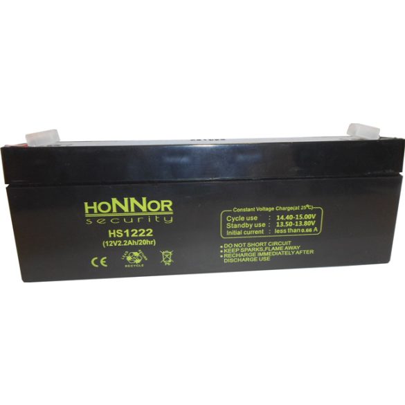 Honnor HS1222 12V 2.2Ah zselés ólom akkumulátor gondozásmentes