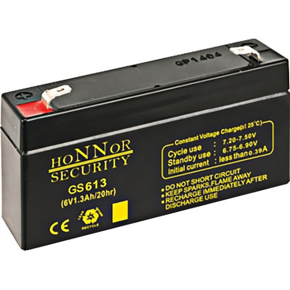 Honnor GS613 6V 1.3Ah zselés ólom akkumulátor gondozásmentes