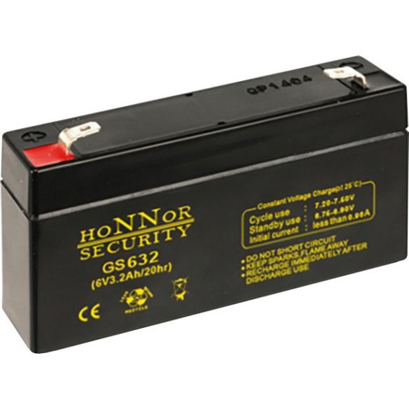 Honnor GS632 6V 3.2Ah zselés ólom akkumulátor gondozásmentes