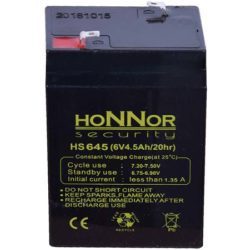   Honnor HS645 6V 4.5Ah zselés ólom akkumulátor gondozásmentes