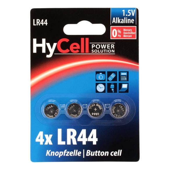 Hycell LR44 / LR1154 / AG13 1,5V alkáli gombelem 4db/csomag