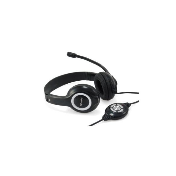 Equip-Life Fejhallgató - 245301 (USB, hangerő szabályzó, rugalmas mikrofon, 2m kábel, fekete)