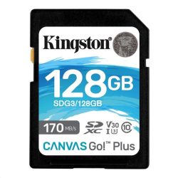   Kingston 128GB SD Canvas Go Plus (SDXC Class 10 UHS-I U3) (SDG3/128GB) memória kártya