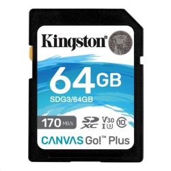   Kingston 64GB SD Canvas Go Plus (SDXC Class 10 UHS-I U3) (SDG3/64GB) memória kártya