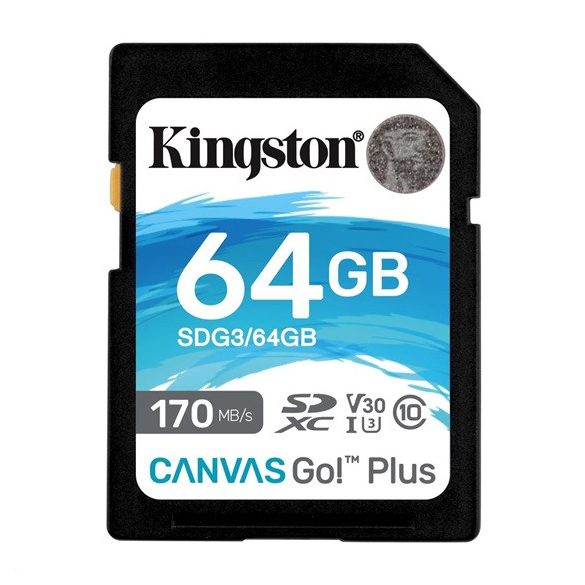 Kingston 64GB SD Canvas Go Plus (SDXC Class 10 UHS-I U3) (SDG3/64GB) memória kártya