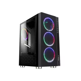   Rampage Számítógépház - CARISMA MESH (fekete; ablakos; ATX; alsó táp; 4x120mm; 1xUSB3.0 + 2xUSB2.0, I/O; porszűrő)