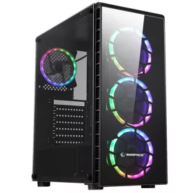   Rampage Számítógépház - RAIDER (fekete; ablakos; ATX; alsó táp; 4x120mm LED; 1xUSB3.0 + 2xUSB2.0, I/O; porszűrő; RGB)