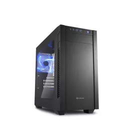  Sharkoon Számítógépház - S1000 Window (fekete; fekete belső; ablakos kivitel; mATX; 2xUSB3.0; I/O; 2x120mm venti)