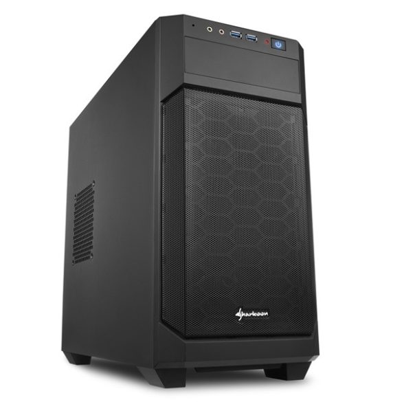Sharkoon Számítógépház - V1000 (fekete; fekete belső; mATX; 2xUSB3.0; I/O; 2x120mm venti)