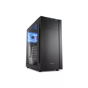   Sharkoon Számítógépház - S25-W (fekete; ablakos kivitel; alsó táp; ATX,mATX; mITX; 2xUSB3.0; I/O)