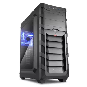   Sharkoon Számítógépház - SGC1 Window Black (fekete; alsó táp; ATX,mATX; mITX; 2xUSB3.0; I/O; 2x120mm ventillátor)